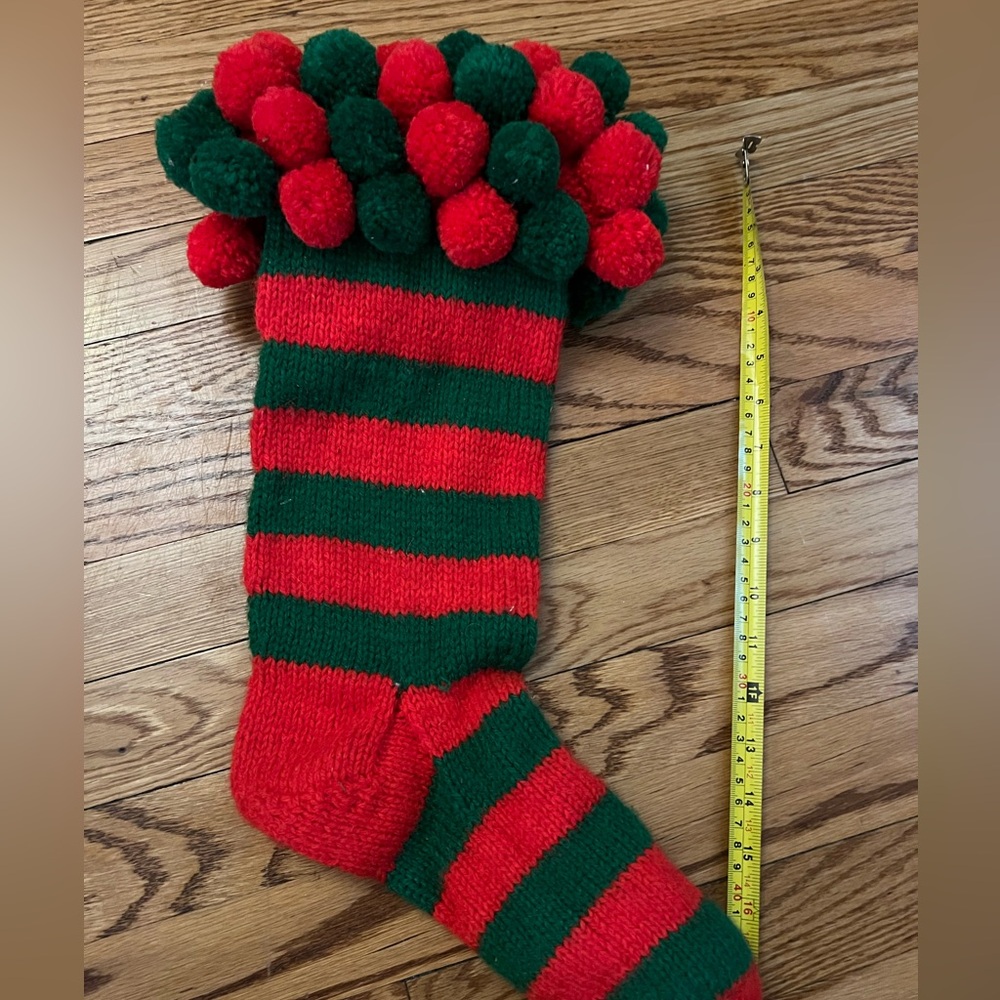 Vintage Pom Pom Stocking 💚❤️